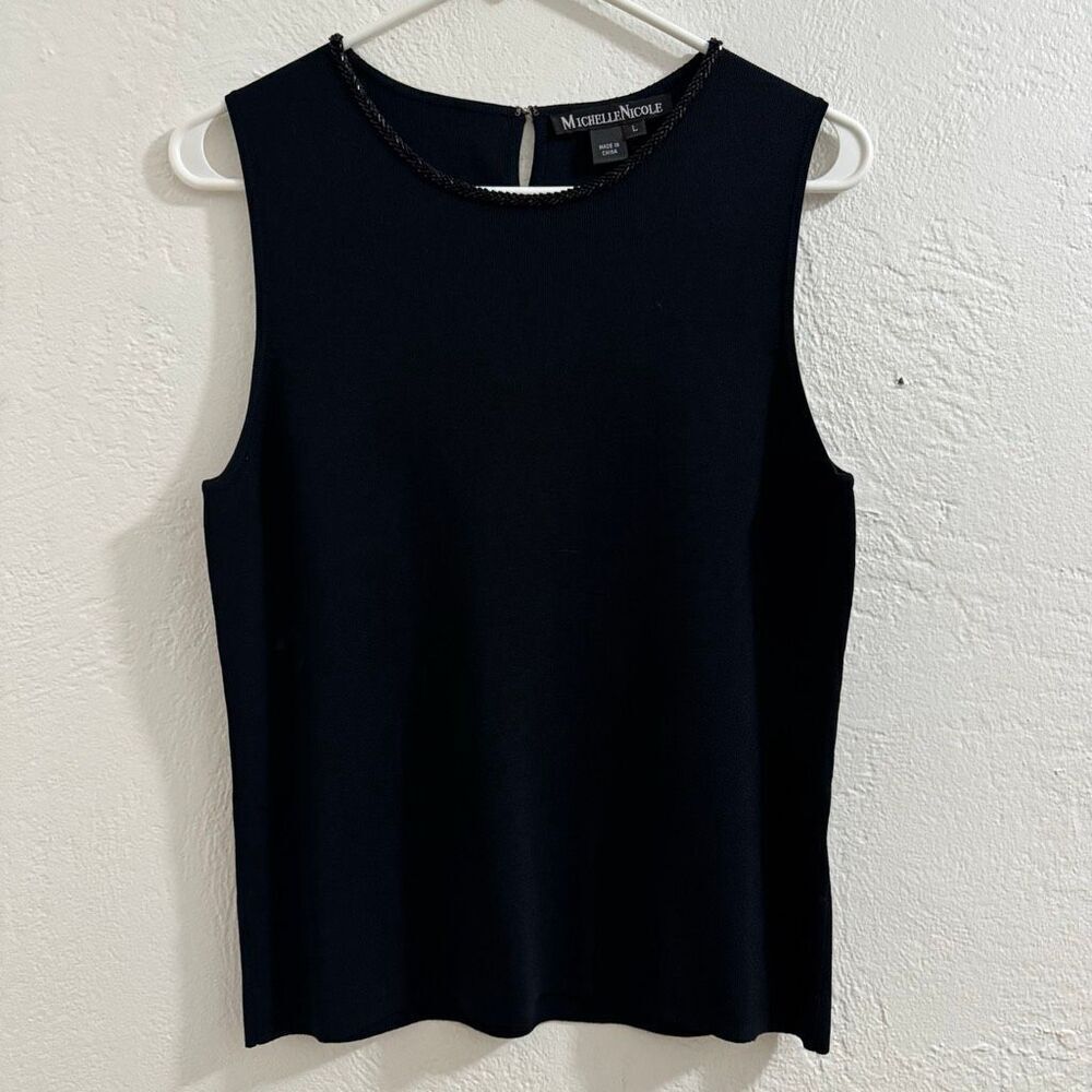 Vintage Michelle Nicole Sleeveless Beaded Keyhole Top L